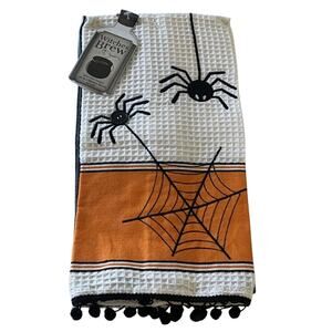 Witches Brew Halloween Kitchen Towels Set of 2 Cotton Blend 16x28 Spiders Stripe